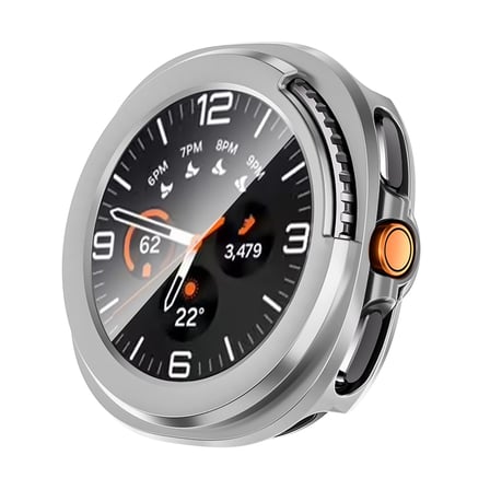 CaseOnn Samsung Galaxy Watch 8 Classic 46mm Kılıf Cam Ekran Korumalı Sert Bumper Gümüş