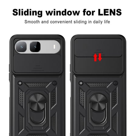 CaseOnn Tecno Spark 40 5G Kılıf Sürgülü Kamera Korumalı Yüzüklü Mıknatıslı Tank Kapak Lacivert