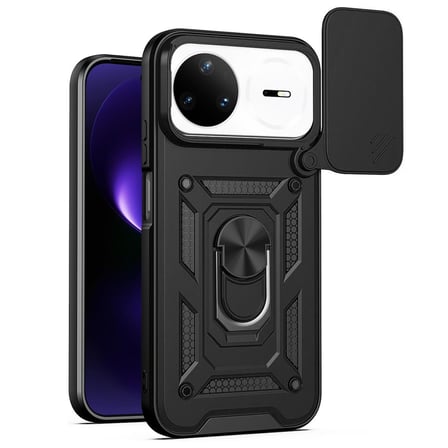 CaseOnn Huawei Nova 15 Pro Kılıf Sürgülü Kamera Korumalı Yüzüklü Mıknatıslı Tank Kapak Siyah