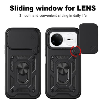 CaseOnn Huawei Nova 15 Pro Kılıf Sürgülü Kamera Korumalı Yüzüklü Mıknatıslı Tank Kapak Siyah