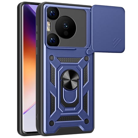 CaseOnn Huawei Pura 80 Pro Kılıf Sürgülü Kamera Korumalı Yüzüklü Mıknatıslı Tank Kapak Lacivert