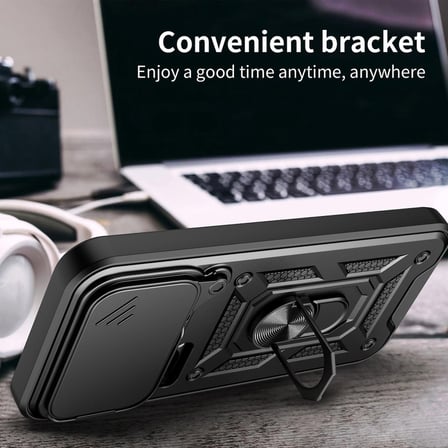 CaseOnn Xiaomi 17 Pro Max Kılıf Sürgülü Kamera Korumalı Yüzüklü Mıknatıslı Tank Kapak Lacivert
