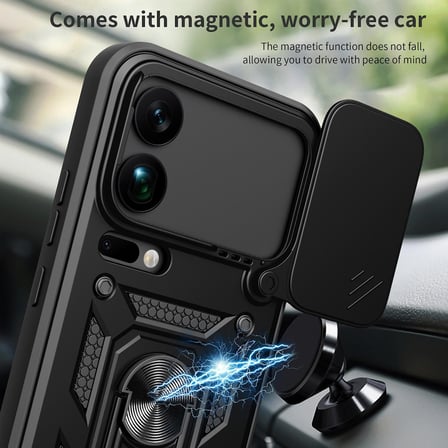 CaseOnn Xiaomi 17 Pro Max Kılıf Sürgülü Kamera Korumalı Yüzüklü Mıknatıslı Tank Kapak Lacivert
