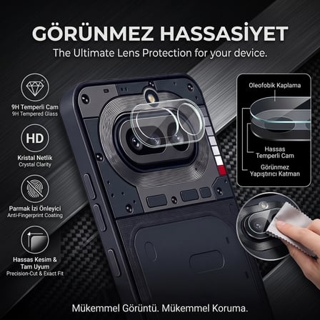 CaseOnn Nothing Phone (4a) 9H Üstün Koruma Kamera Lens Koruyucu Şeffaf