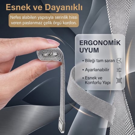 CaseOnn Huawei Watch 4 Kordon Manyetik Metal Hasır Kayış Gold