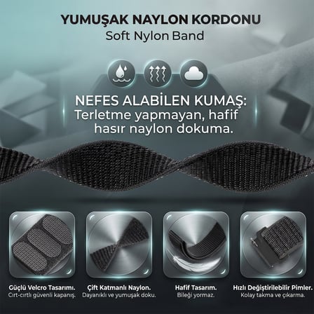 CaseOnn Realme Watch Kordon Hasır Kumaş Nylon Kayış Pudra