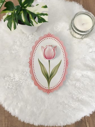 Pamuğum Atelier Pembe Lale Desenli 5ml Krem Kutulu Nişan Hediyelik (25 Adet)