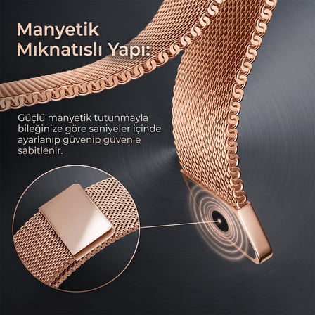 CaseOnn Garmin Forerunner 570 - 47 mm Kordon Manyetik Metal Hasır Kayış Gold