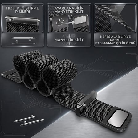 CaseOnn Garmin Legacy Saga Series - Darth Vader Kordon Manyetik Metal Hasır Kayış Çok Renkli