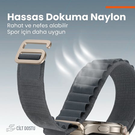 CaseOnn TicWatch GTX Kordon Titanyum G-Kancalı Alpin Kumaş Kayış Turuncu