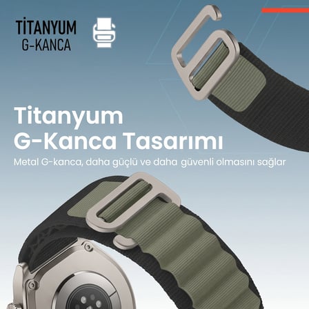 CaseOnn Garmin Approach S40 Kordon Titanyum G-Kancalı Alpin Kumaş Kayış Yeşil