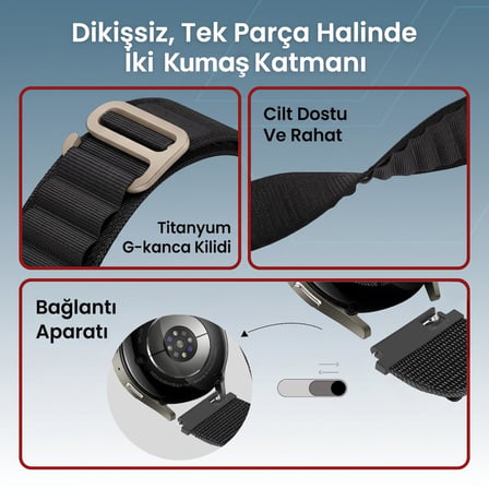 CaseOnn Amazfit Cheetah 2 Pro Kordon Titanyum G-Kancalı Alpin Kumaş Kayış Bej