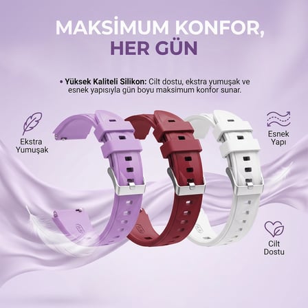 CaseOnn TCL Movetime Watch MT40SX Kordon Prizma Tokalı Spor Silikon Kayış Beyaz