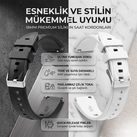 CaseOnn TCL Movetime Watch MT40SX Kordon Prizma Tokalı Spor Silikon Kayış Beyaz