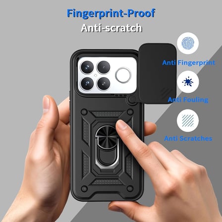CaseOnn Xiaomi Poco F8 Ultra Kılıf Sürgülü Kamera Korumalı Yüzüklü Mıknatıslı Tank Kapak Lacivert