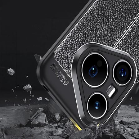 CaseOnn Huawei Pura 80 Kılıf Lüks Dikiş Detaylı Deri Görünümlü Kapak Siyah