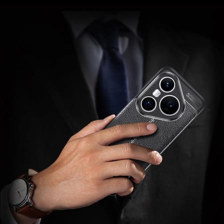 CaseOnn Huawei Pura 80 Kılıf Lüks Dikiş Detaylı Deri Görünümlü Kapak Siyah