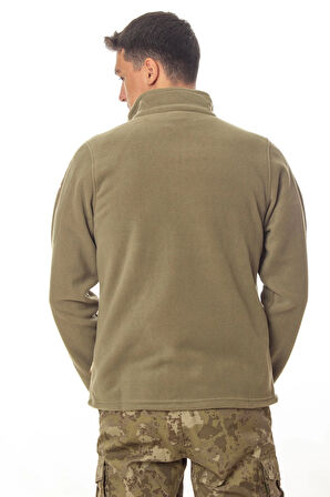 sedef yesili haki renkli 5 cepli tam fermuarli uzun kollu bato yaka soguk gecirmez mont polar