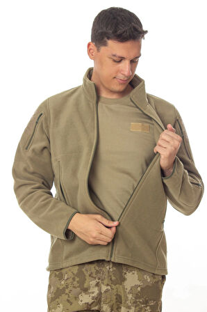 sedef yesili haki renkli 5 cepli tam fermuarli uzun kollu bato yaka soguk gecirmez mont polar