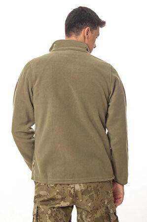 sedef yesili haki renkli 5 cepli tam fermuarli uzun kollu bato yaka soguk gecirmez mont polar