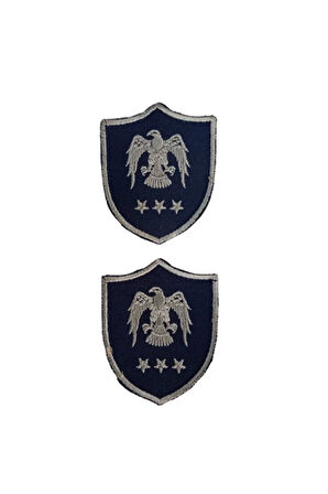 Hava Kuvvetleri Yuzbasi Lacivert Zemin Kartal Nakisli Mini Polar Arma Rutbesi