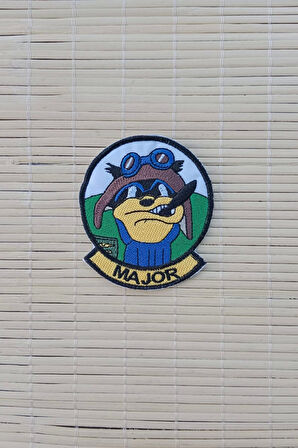 major yazili siluetli nakis islemeli arma patch pec