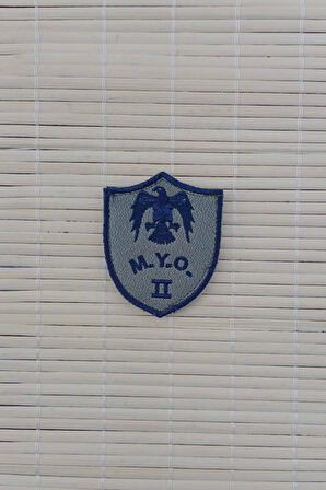 Hava Kuvvetleri Meslek Yuksek Okulu MYO 2 Gri Zemin Kartal Nakisli Mini Tisort Rutbe