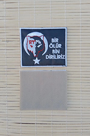 bir olur bin diriliriz siyah zemin beyaz nakis islemeli arma pec patch