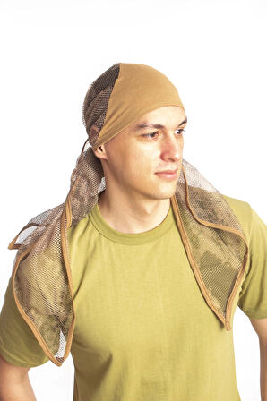 Jandarma Kamuflaj Desenli Fileli Ucgen Bandana