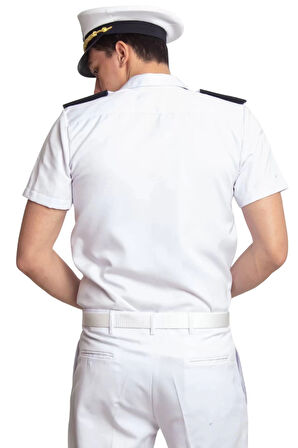 Deniz Kuvvetleri Deniz Lisesi ve Fakultesi Beyaz Renkli Yazlik Kaliteli Pamuklu Kumas Kaptan Gomlek