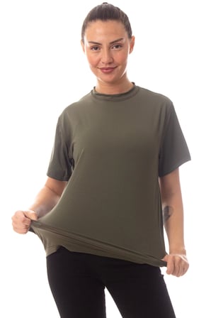 Kisa Kollu Sedef Yesili Renkli Yuvarlak Yakali Microfiber Nano Thermal iclik Tisort