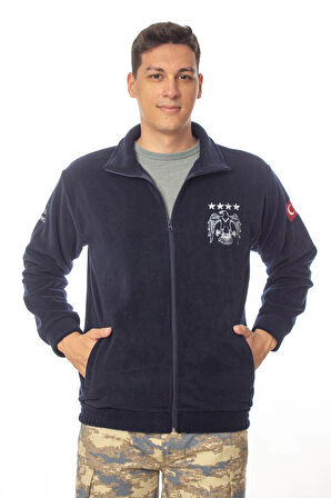 hava kuvvetleri ozel tasarim uzun kollu lacivert renkli tam fermuarli kartal nakisli bato yaka soguk gecirmez polar