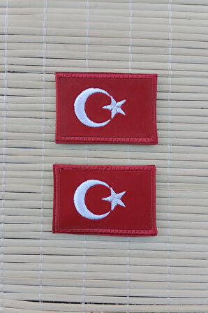 kirmizi kadife zemin ayyildiz nakis islemeli pec arma patch