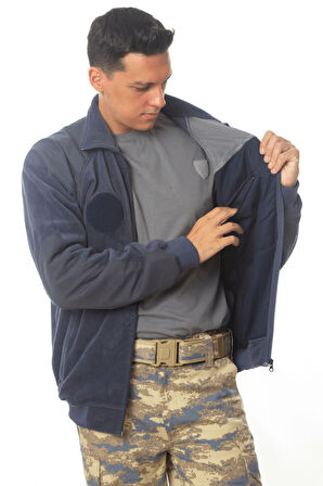 hava kuvvetleri uzun kollu lacivert renkli ozel tasarim tam fermuarli bato yaka soguk gecirmez havaci polar