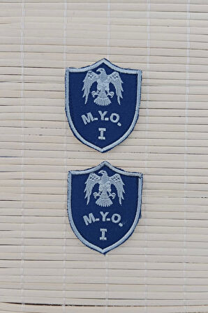 Hava Kuvvetleri Meslek Yuksek Okulu MYO 1 Lacivert Zemin Kartal Nakisli Mini Polar Arma Rutbesi