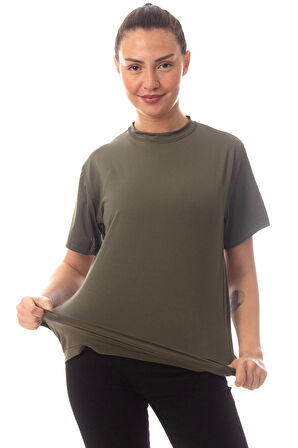 Kisa Kollu Sedef Yesili Renkli Yuvarlak Yakali Microfiber Nano Thermal iclik Tisort