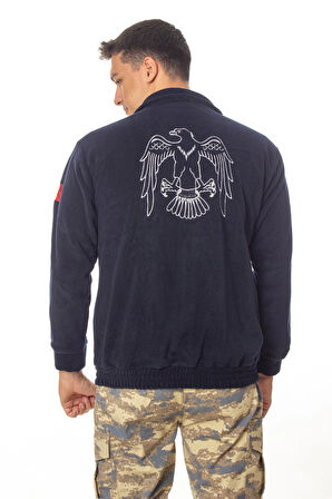 hava kuvvetleri ozel tasarim uzun kollu lacivert renkli tam fermuarli kartal nakisli bato yaka soguk gecirmez polar