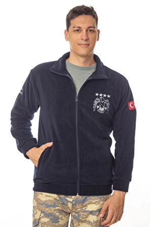 hava kuvvetleri ozel tasarim uzun kollu lacivert renkli tam fermuarli kartal nakisli bato yaka soguk gecirmez polar