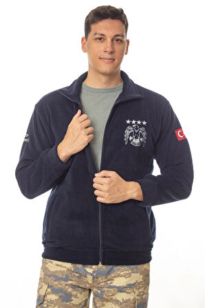 hava kuvvetleri ozel tasarim uzun kollu lacivert renkli tam fermuarli kartal nakisli bato yaka soguk gecirmez polar