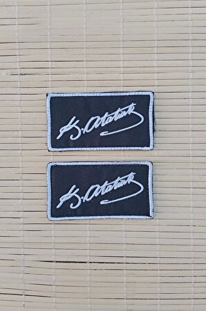 mustafa kemal ataturk imzali siyah zemin nakis islemeli arma pec patch