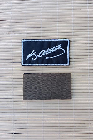 mustafa kemal ataturk imzali siyah zemin nakis islemeli arma pec patch