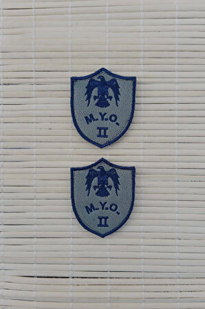 Hava Kuvvetleri Meslek Yuksek Okulu MYO 2 Gri Zemin Kartal Nakisli Mini Tisort Rutbesi