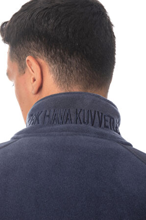 hava kuvvetleri uzun kollu lacivert renkli ozel tasarim tam fermuarli bato yaka soguk gecirmez havaci polar