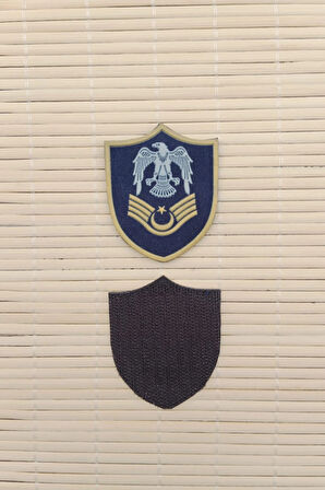 Hava Kuvvetleri Astsubay Ustcavus Lacivert Zemin Kartal Nakisli Plastik Mini Yelek Rutbe