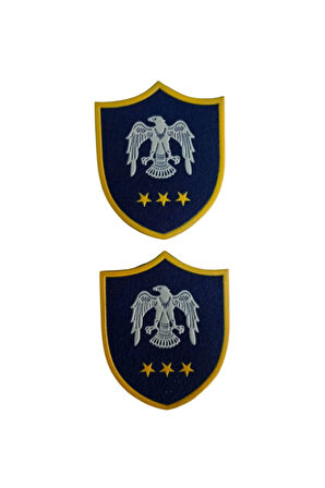 Hava Kuvvetleri Subay Yuzbasi Lacivert Zemin Kartal Nakisli Plastik Mini Yelek Rutbesi