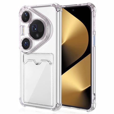 CaseOnn Huawei Pura 80 Pro Kılıf Airbag Kristal Kartlık Bölmeli Silikon Kapak Şeffaf