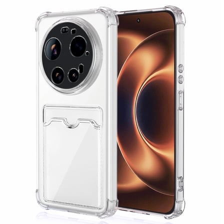 CaseOnn Xiaomi 17 Ultra Kılıf Airbag Kristal Kartlık Bölmeli Silikon Kapak Şeffaf
