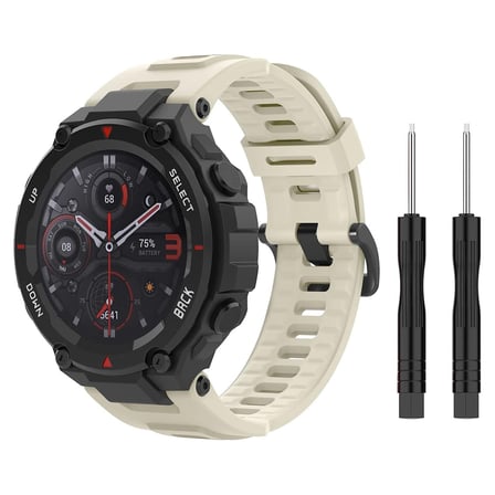 CaseOnn Amazfit T-Rex Pro Kordon Elite Flex Lüks Spor Silikon Kayış Bej