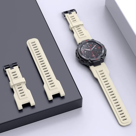CaseOnn Amazfit T-Rex Pro Kordon Elite Flex Lüks Spor Silikon Kayış Bej