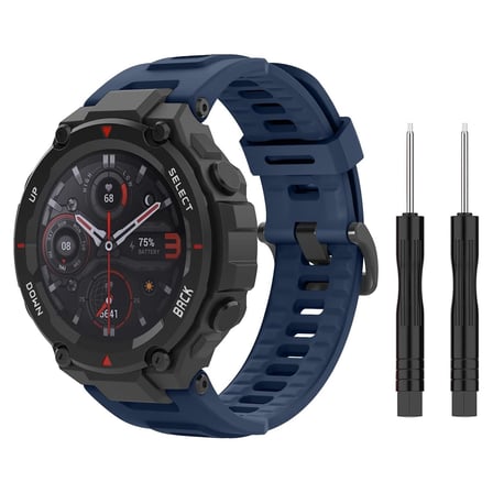CaseOnn Amazfit T-Rex Pro Kordon Elite Flex Lüks Spor Silikon Kayış Lacivert